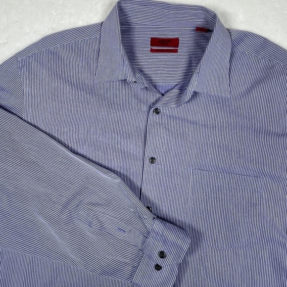 Alfani Other - Alfani Fitted Dress Shirt Mens XL 17.5 34-35 Stretch Easy Care Purple White